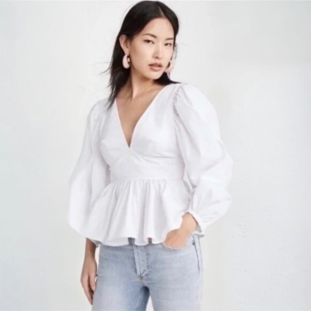 Staud Top Luna Blouse in White Size 0 NWOT
